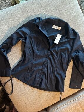 NWT V-Neck Button Down Top with adjustable tie in back